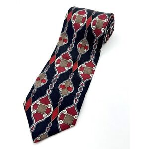 Zianetti Woven 100% Italian Silk Neck Tie Hand Finished Equestrian Print 70$ Red